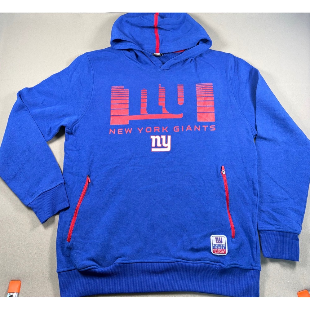 New York Giants NFL Team Apparel Hoodie Mens Large Blue Red Graphic Pullover